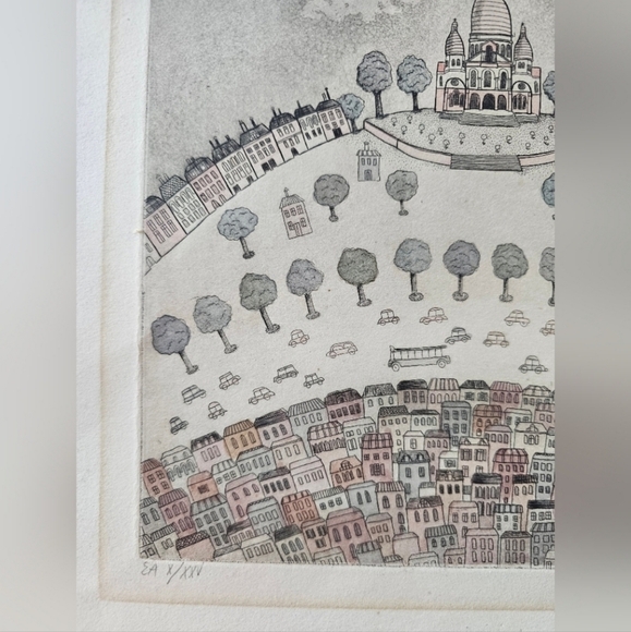 Christine Chagnoux Montmarte 1960s Signed Numbered Muted Water Color Litho Paris - Picture 11 of 16